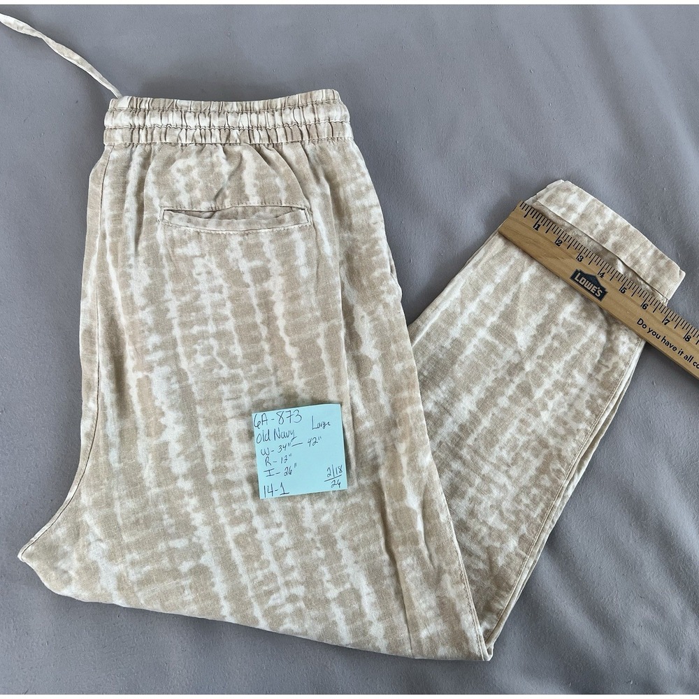 Old‎ Navy Pants Womens L HR Straight L Spring Tie Dye Pockets Pull On  Linen - Picture 9 of 9
